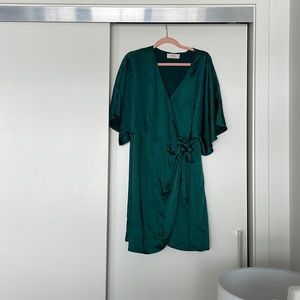 Emerald green wrap dress